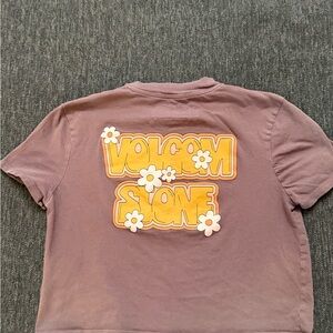 Volcom Brown Organic Cotton T-Shirt women’s XS boxy crop top cute graphic